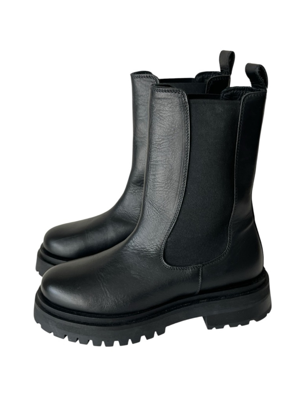 & other stories Chelsea leather ankle boots black NEW 38 US7 - Picture 6 of 12